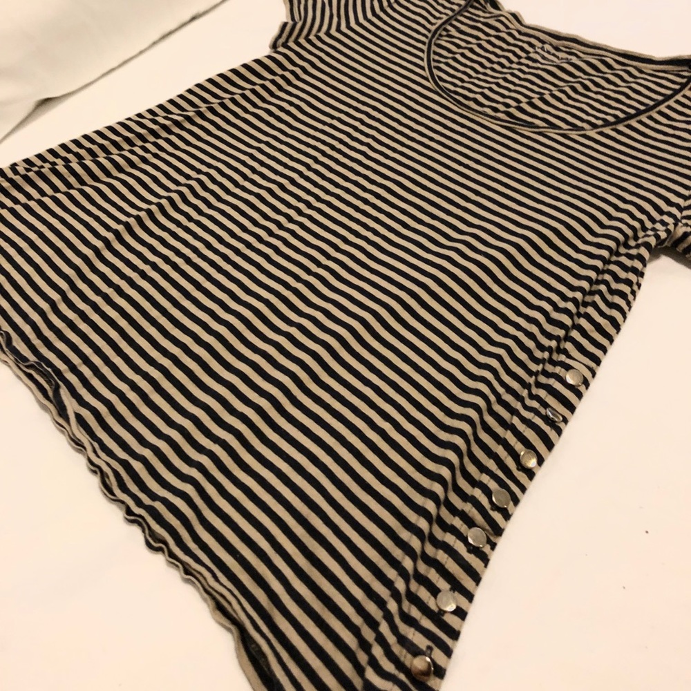 Taupe and Navy Striped Tee